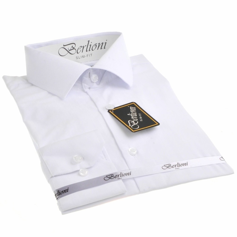 Berlioni Italy Men White Shirt XL 17-17 1/2